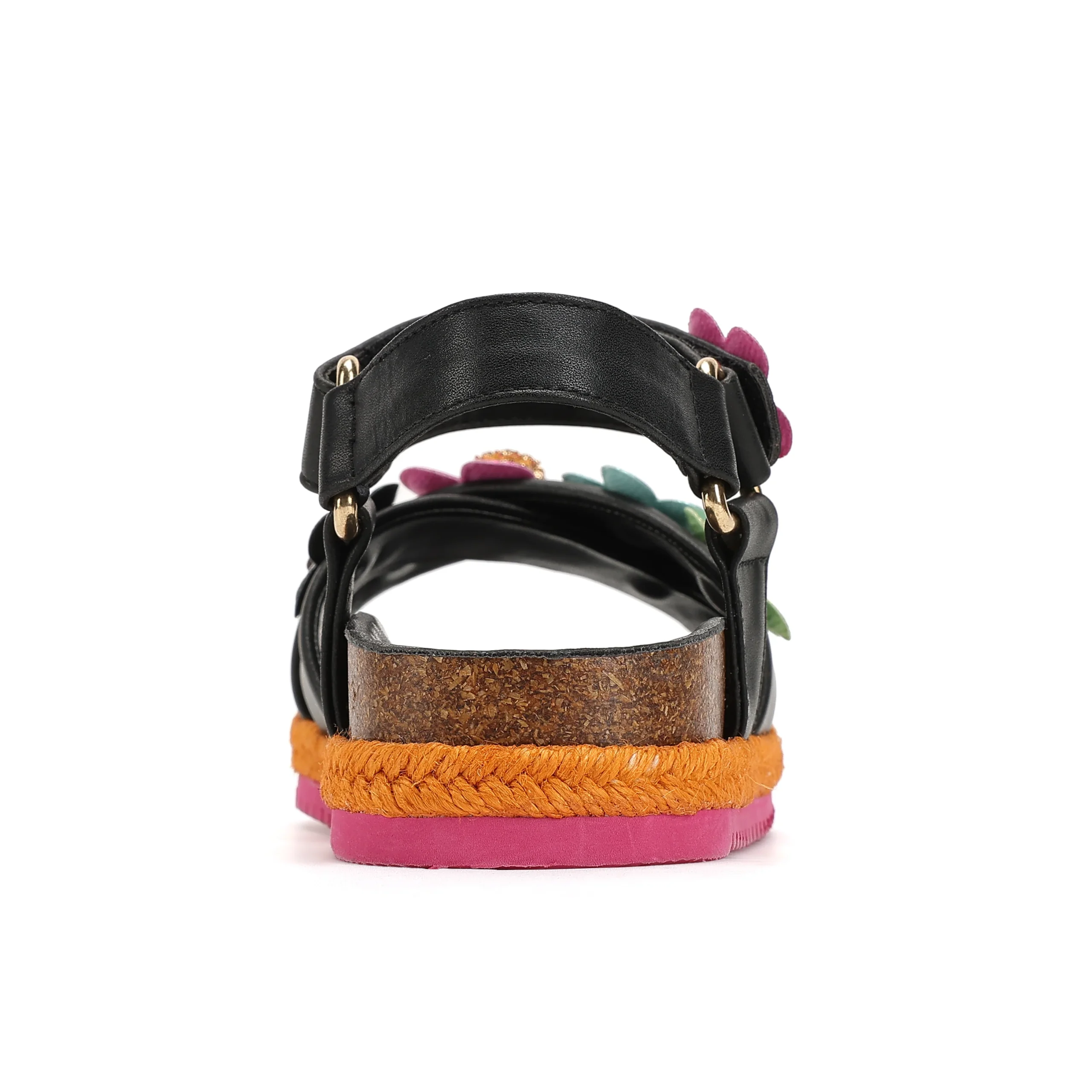 Mini Kensington Flower Sandal - Big Kid Black Multi - Image 3