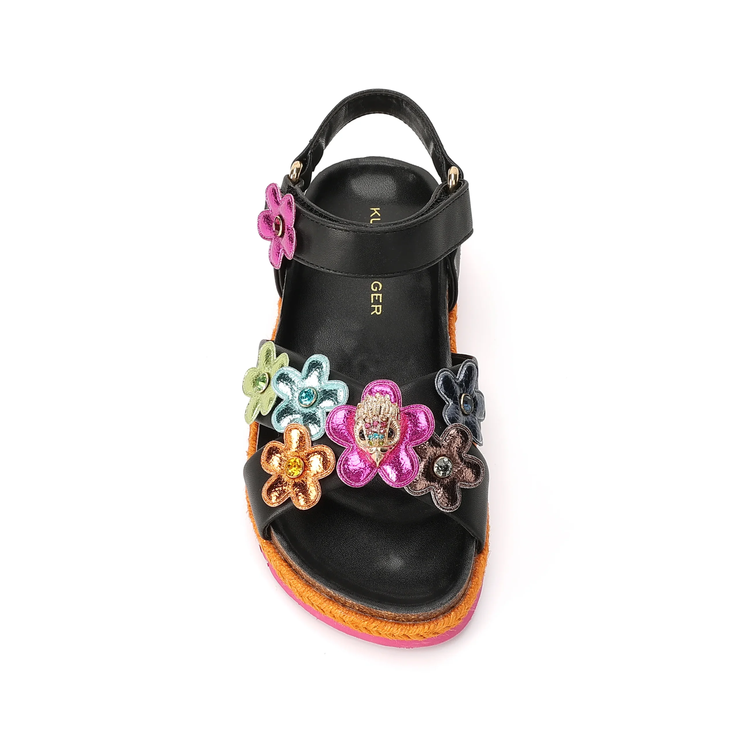 Mini Kensington Flower Sandal - Big Kid Black Multi - Image 4