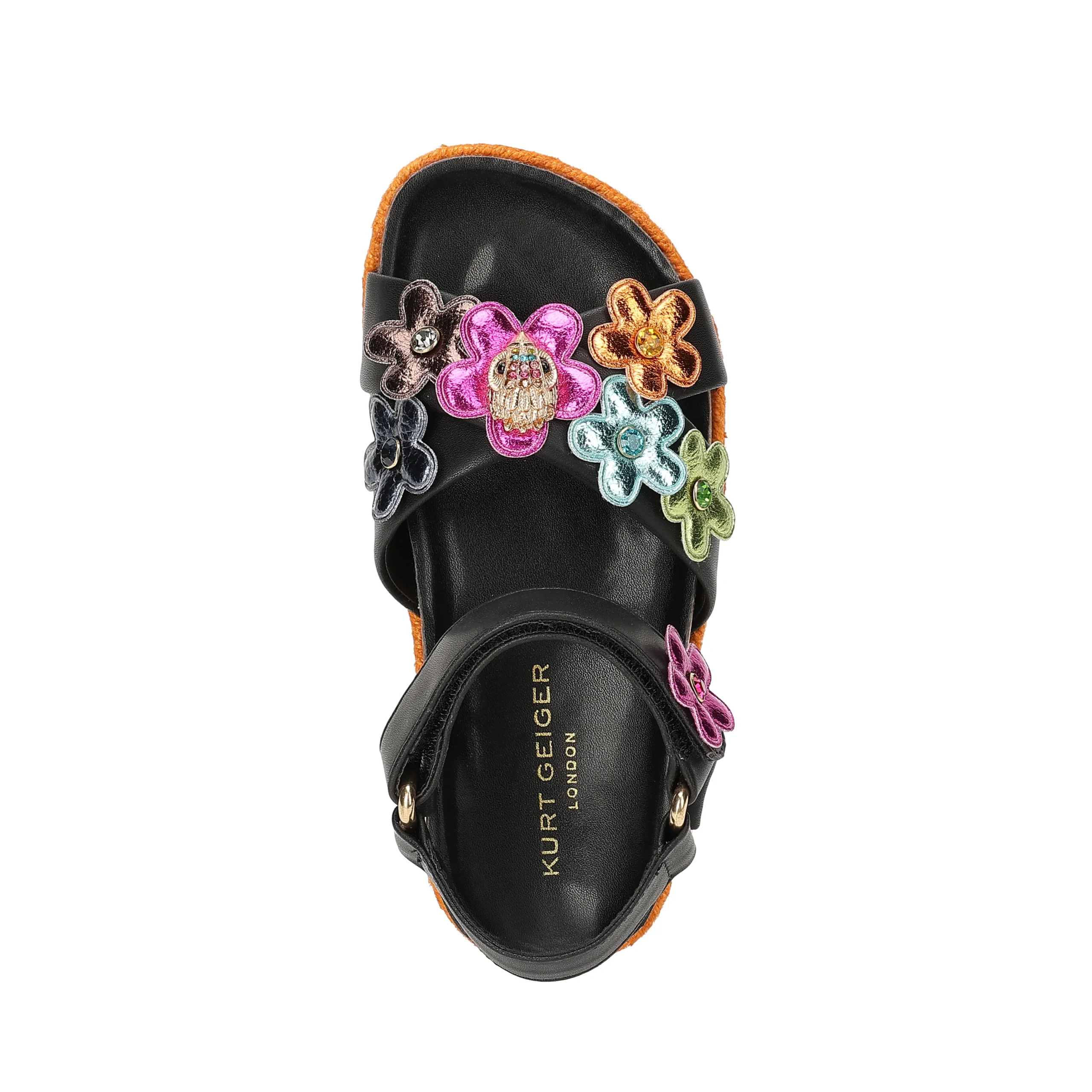 Mini Kensington Flower Sandal - Big Kid Black Multi - Image 5