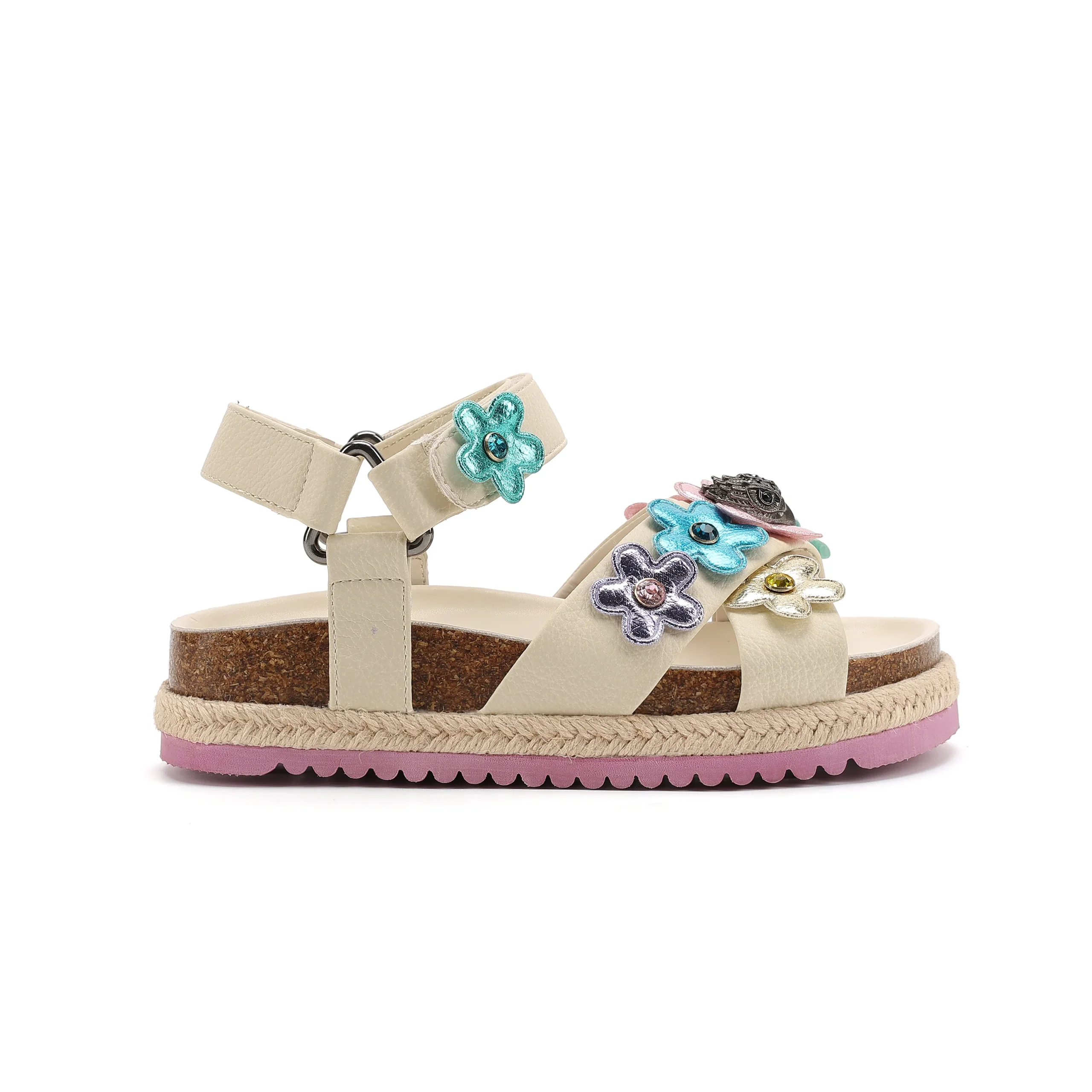 Mini Kensington Flower Sandal - Big Kid Bone Multi