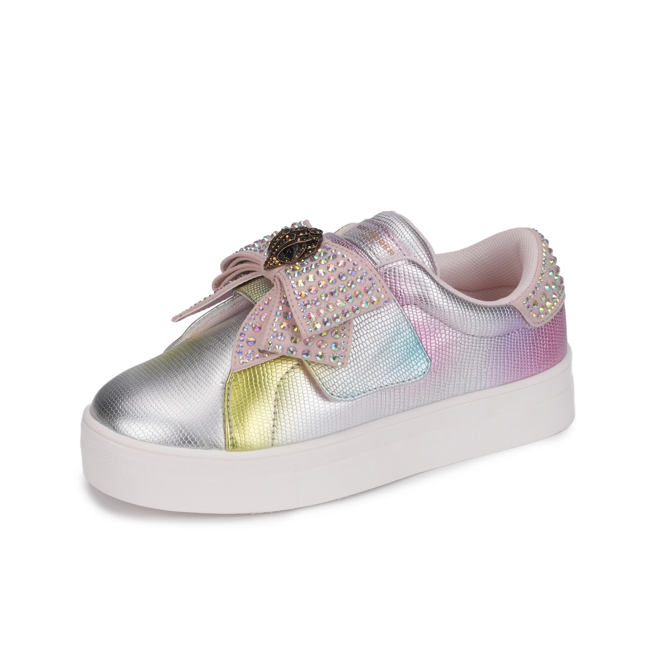 Mini Laney Bow Sneaker - Big Kid Pink Iridescent - Image 7