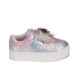 Mini Laney Bow Sneaker - Little Kid Pink Iridescent