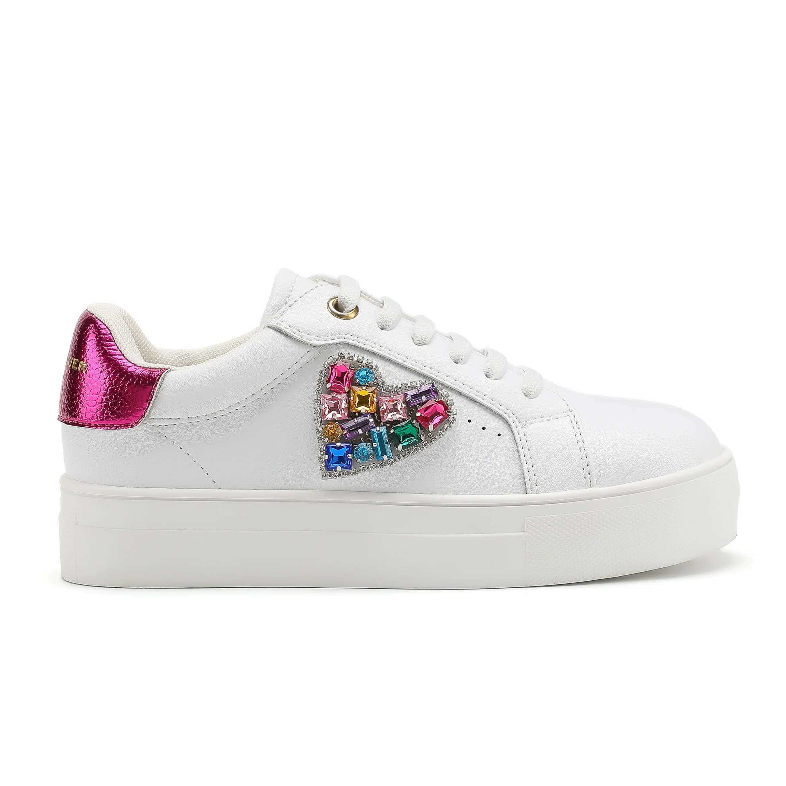 Mini Laney Love Heart Sneaker - Big Kid White