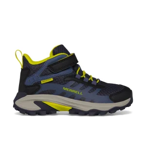 Moab Speed 2 Mid A/C Waterproof Hiker - Big Kid Navy/Hi Viz