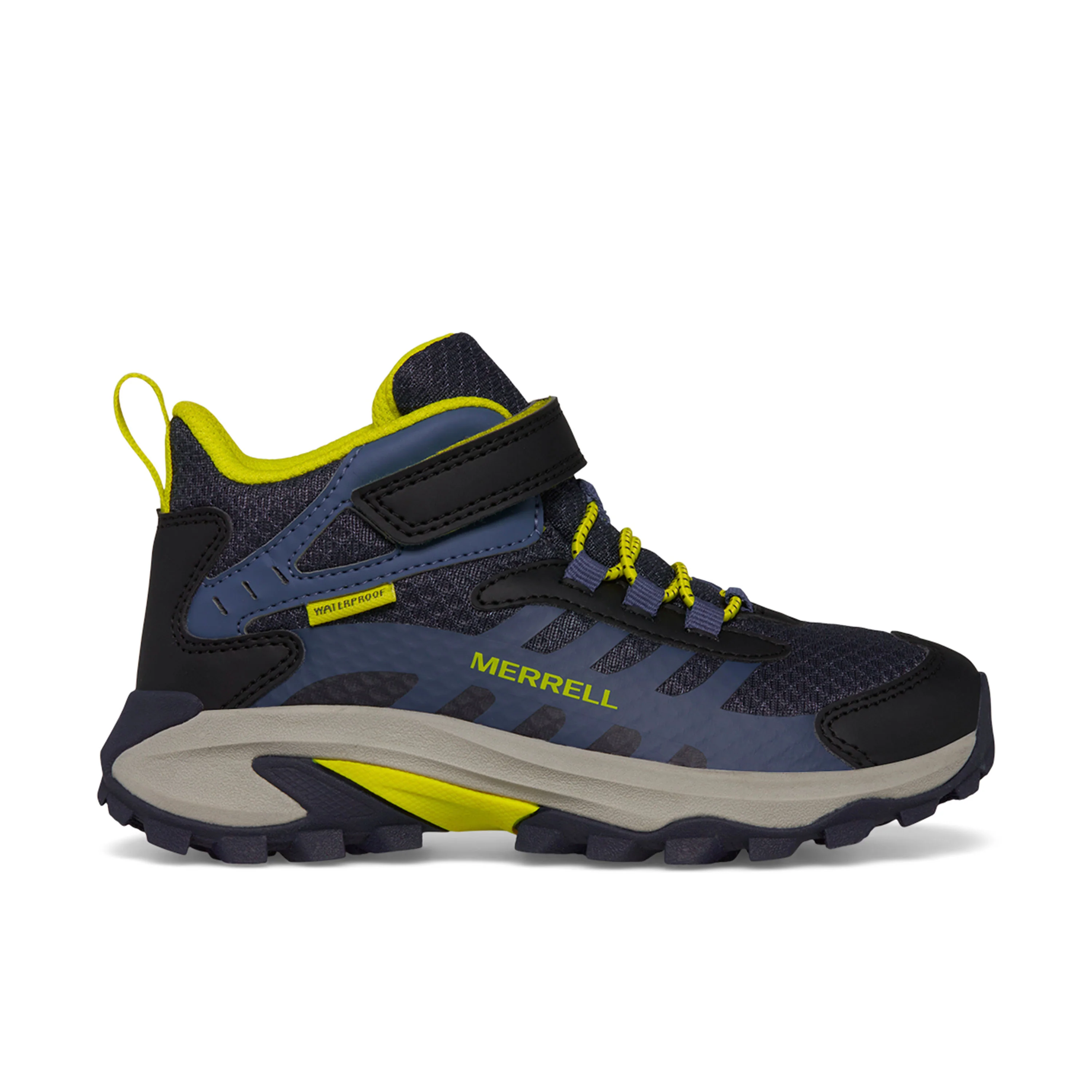 Moab Speed 2 Mid A/C Waterproof Hiker - Big Kid Navy/Hi Viz
