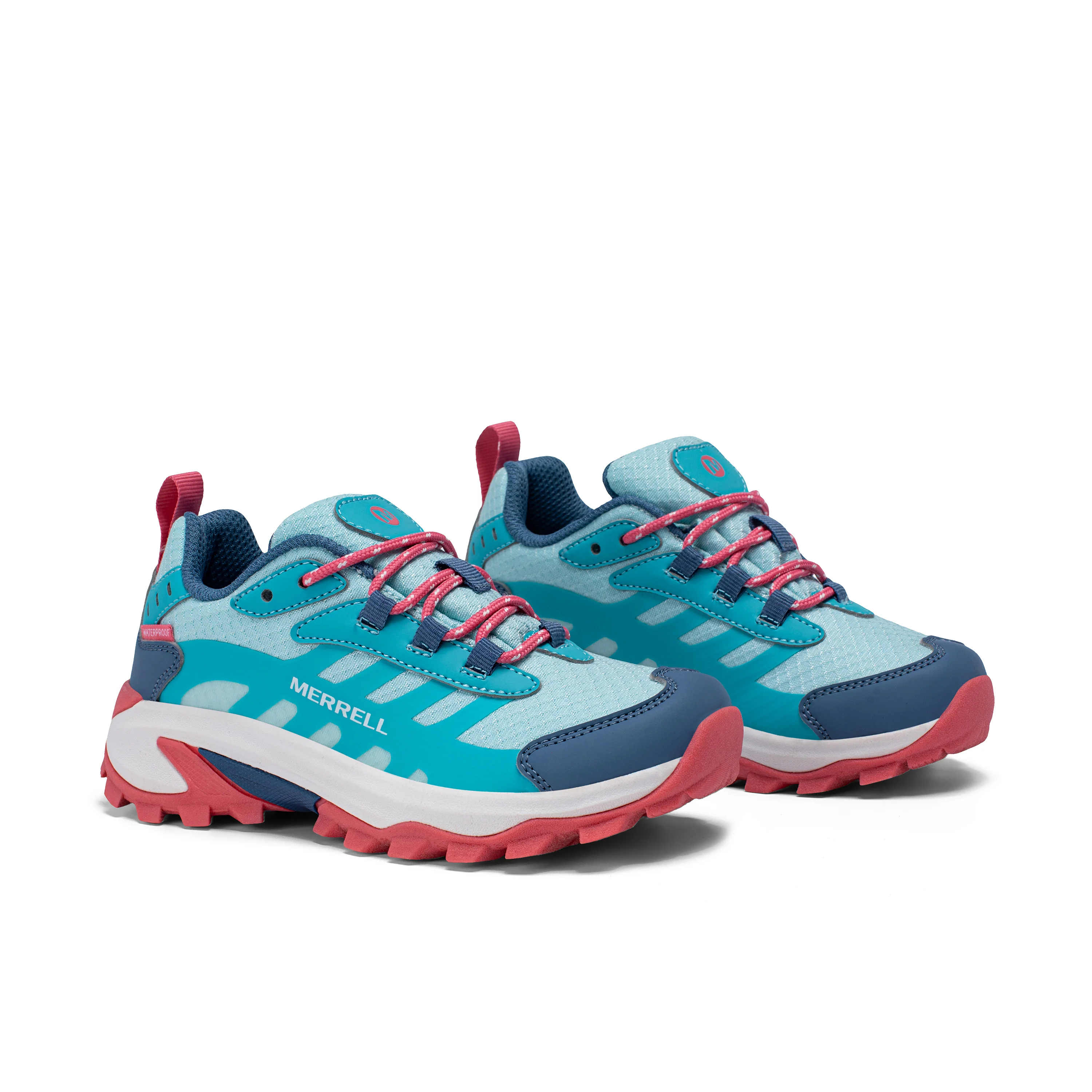 Moab Speed 2 Low Waterproof Sneaker - Big Kid Turq/Coral - Image 2